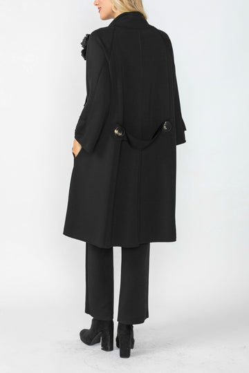 Black Shawl Collar Raglan Sleeve Coat